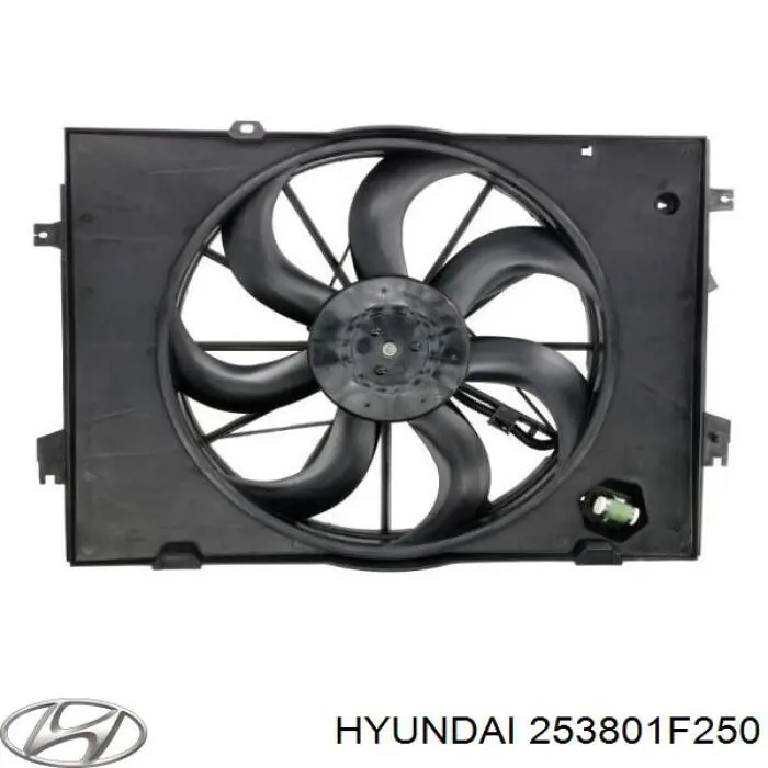 253801F250 Hyundai/Kia дифузор радіатора охолодження, в зборі з двигуном і крильчаткою