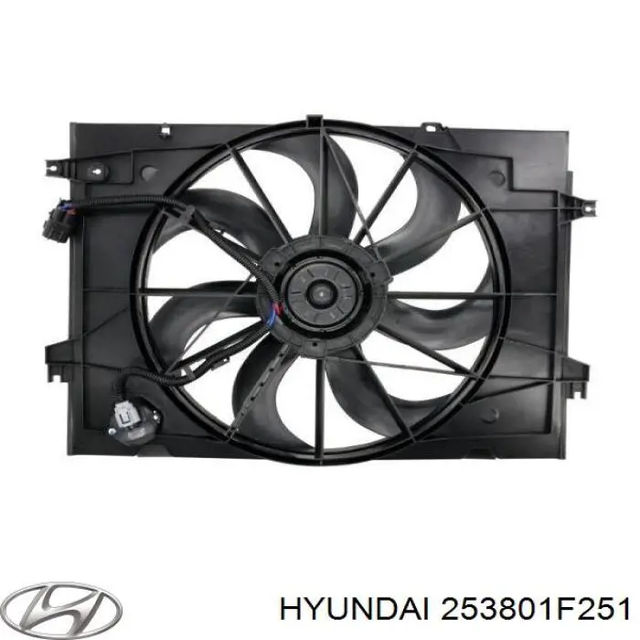 Купити 253801F251 Hyundai/Kia Дифузор радіатора охолодження, в зборі з двигуном і крильчаткою