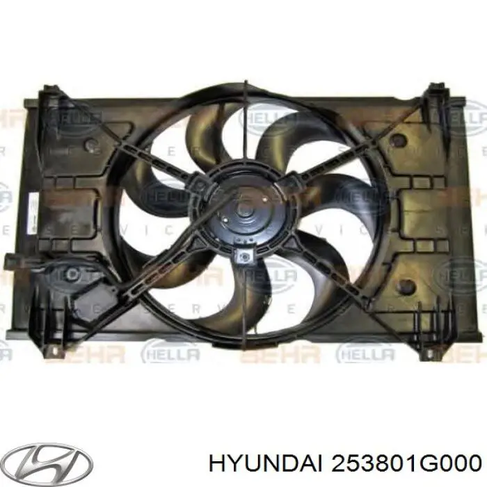 253801G000 Hyundai/Kia дифузор радіатора охолодження, в зборі з двигуном і крильчаткою