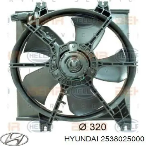 Купити 2538025000 Hyundai/Kia Дифузор радіатора охолодження, в зборі з двигуном і крильчаткою
