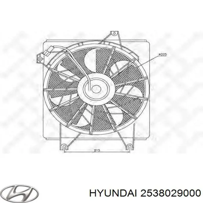 Дифузор радіатора охолодження, в зборі з двигуном і крильчаткою 2538029000 Hyundai/Kia