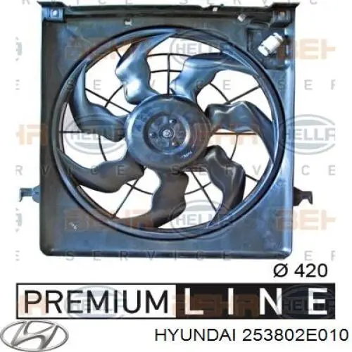 Купити 253802E010 Hyundai/Kia Дифузор радіатора охолодження, в зборі з двигуном і крильчаткою