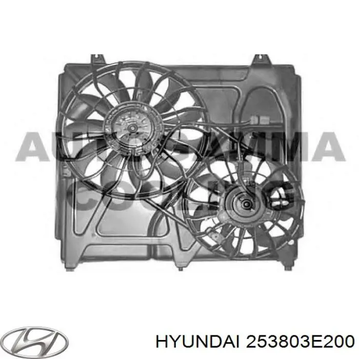 Купити 253803E200 Hyundai/Kia Дифузор радіатора охолодження, в зборі з двигуном і крильчаткою