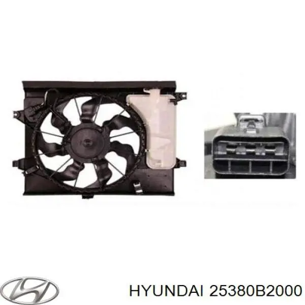 25380B2000 Hyundai/Kia Дифузор радіатора охолодження, в зборі з мотором і крильчаткою