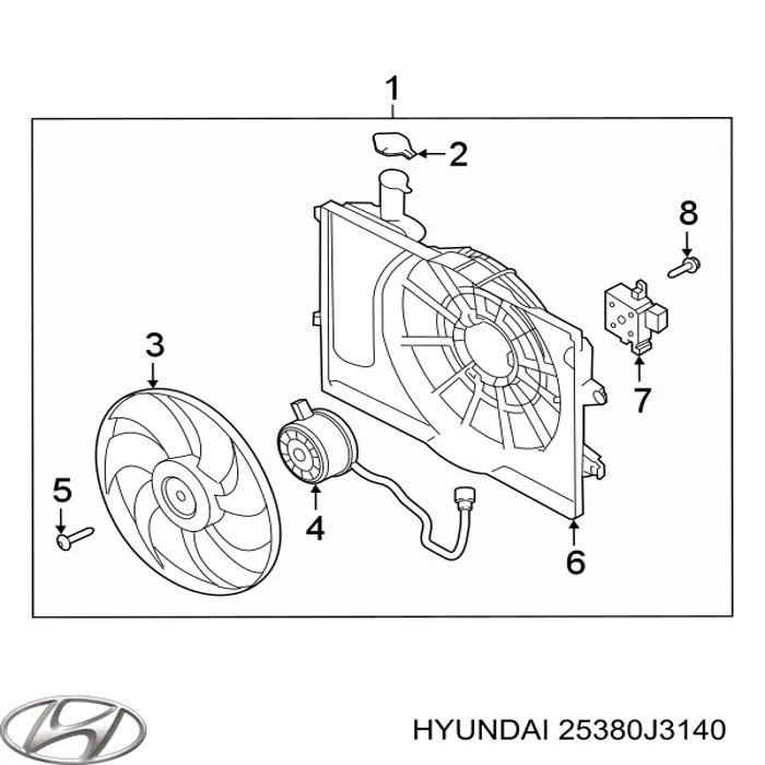 Дифузор радіатора охолодження, в зборі з двигуном і крильчаткою Hyundai/Kia 25380J3140 ціна, від 118.78 USD