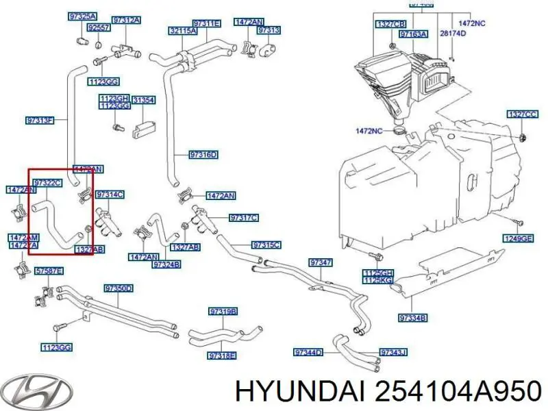 254104A950 Hyundai/Kia Шланг/патрубок радіатора охолодження, нижній