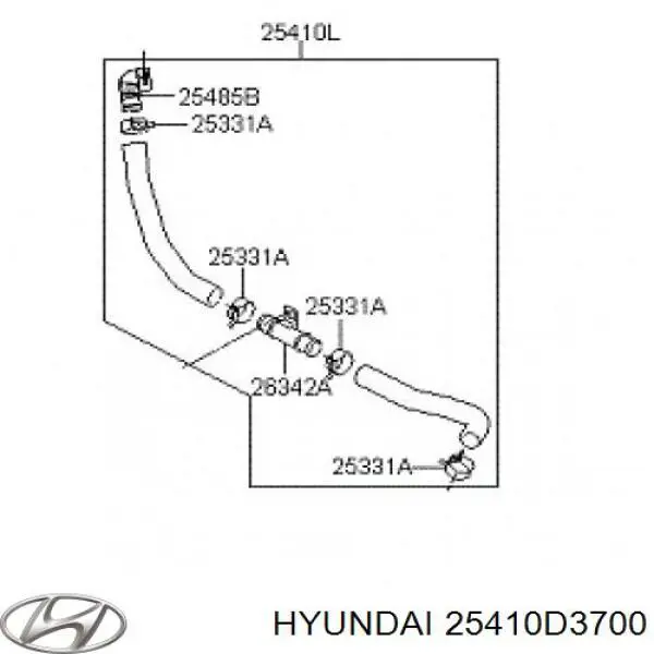 Шланг/патрубок радіатора охолодження, нижній Hyundai/Kia 25410D3700 ціна, від 32.94 USD