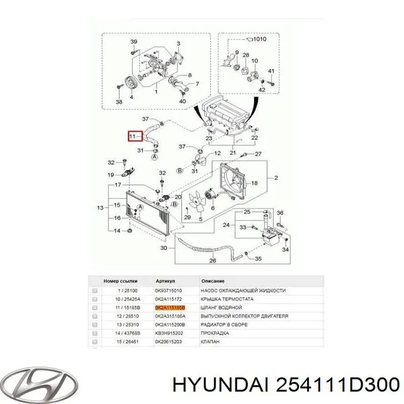 Купити 254111D300 Hyundai/Kia Шланг/патрубок радіатора охолодження, верхній