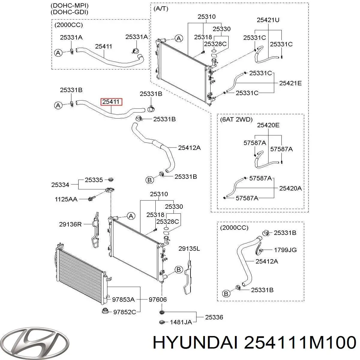 254111M100 Hyundai/Kia Патрубок системи охолодження