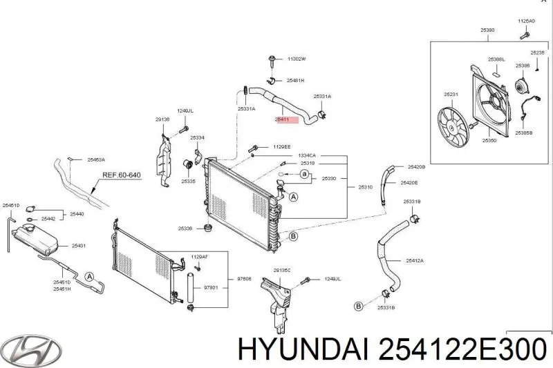 Шланг/патрубок радіатора охолодження, нижній Hyundai/Kia 254122E300 ціна, від 13.89 USD