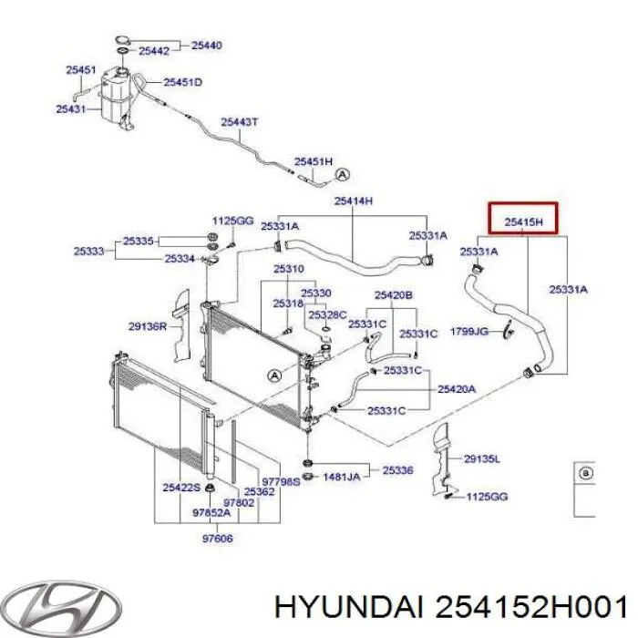 Шланг/патрубок радіатора охолодження, нижній Hyundai/Kia 254152H001 ціна, від 10.88 USD