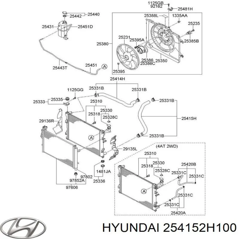 Шланг/патрубок радіатора охолодження, нижній Hyundai/Kia 254152H100 ціна, від 36.91 USD