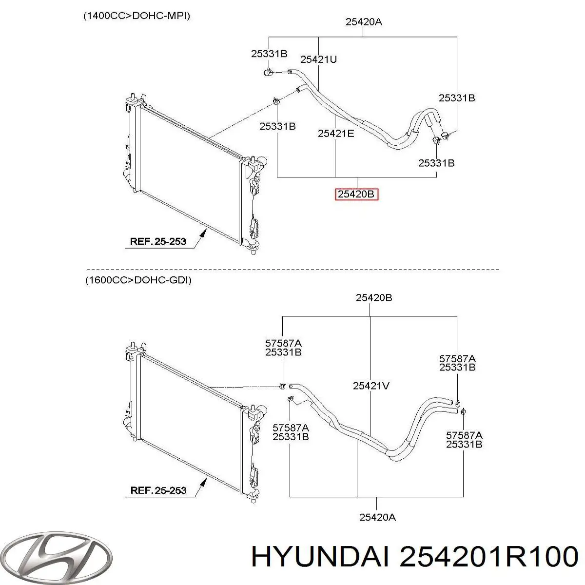 254201R100 Hyundai/Kia Трубка/шланг охолодження АКПП, обратка
