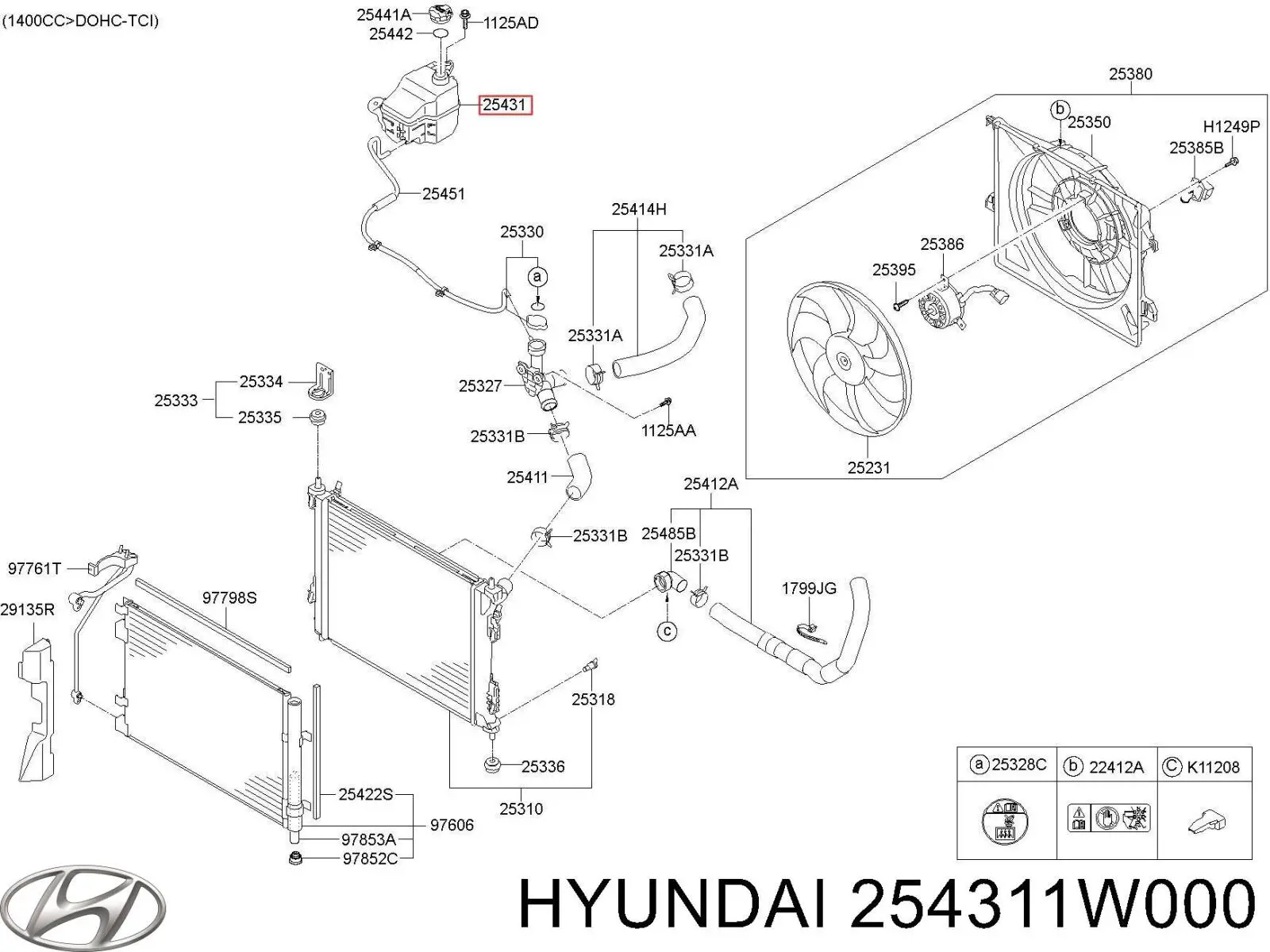 Бачок системи охолодження двигуна розширювальний Hyundai/Kia 254311W000 ціна, від 73.94 USD