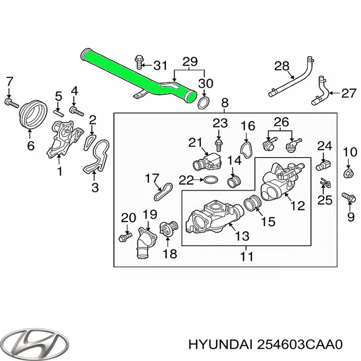 Шланг/патрубок системи охолодження Hyundai/Kia 254603CAA0 ціна, від 10.16 USD