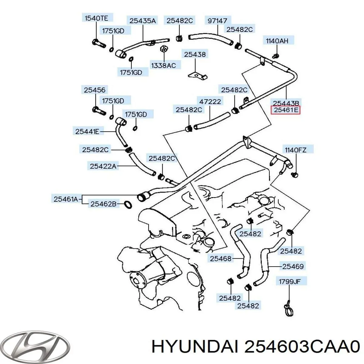 254603CAA0 Hyundai/Kia Шланг термостата