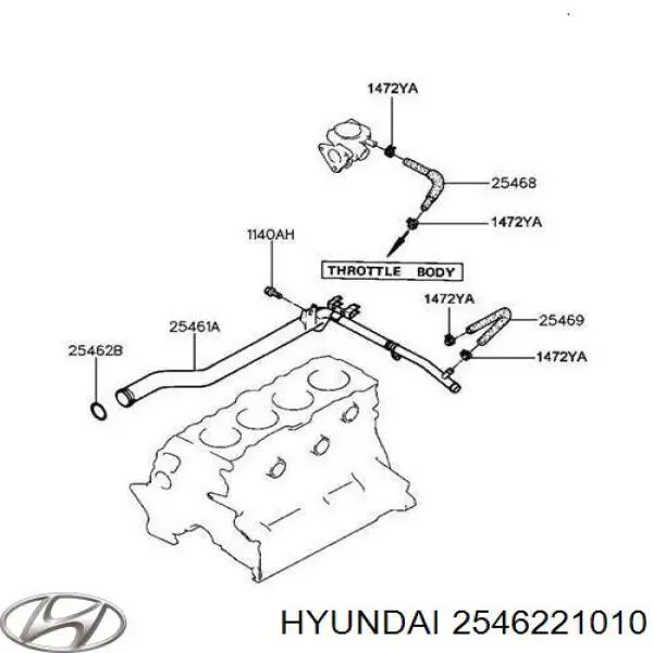 2546221010 Hyundai/Kia прокладка фланця (трійника системи охолодження)