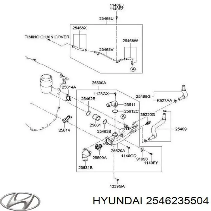 Купити 2546235504 Hyundai/Kia Ущільнююче кільце патрубка радіатора