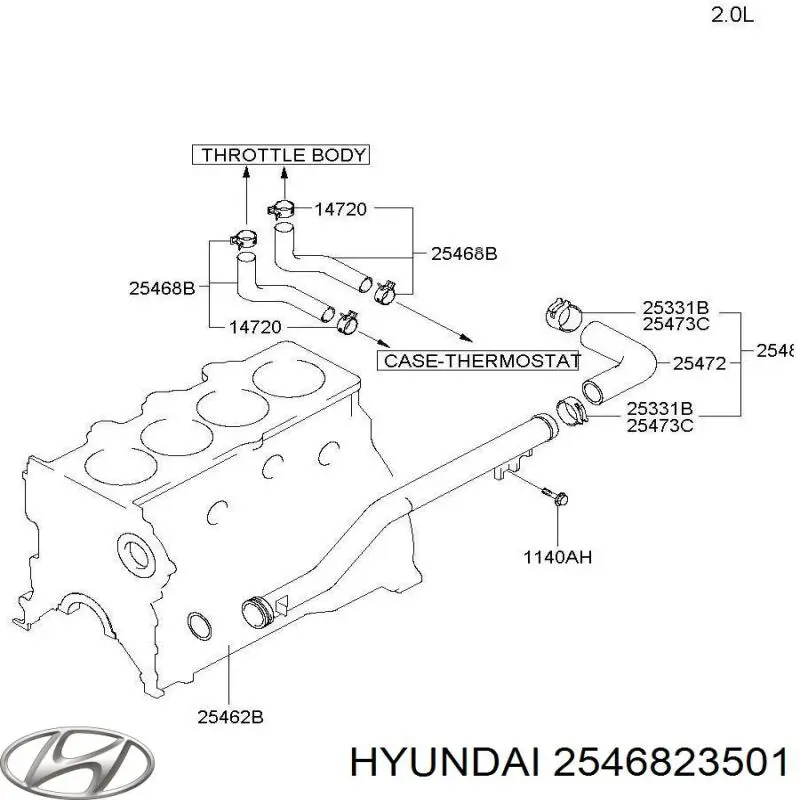 Шланг (патрубок) обігріву дросельної заслінки Hyundai/Kia 2546823501 ціна, від 13.92 USD