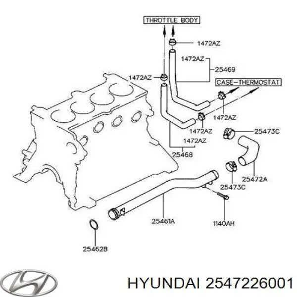 Шланг/патрубок системи охолодження Hyundai/Kia 2547226001 ціна, від 5.07 USD