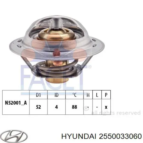 Автомобільний термостат Hyundai/Kia 2550033060 ціна, від 6.82 USD