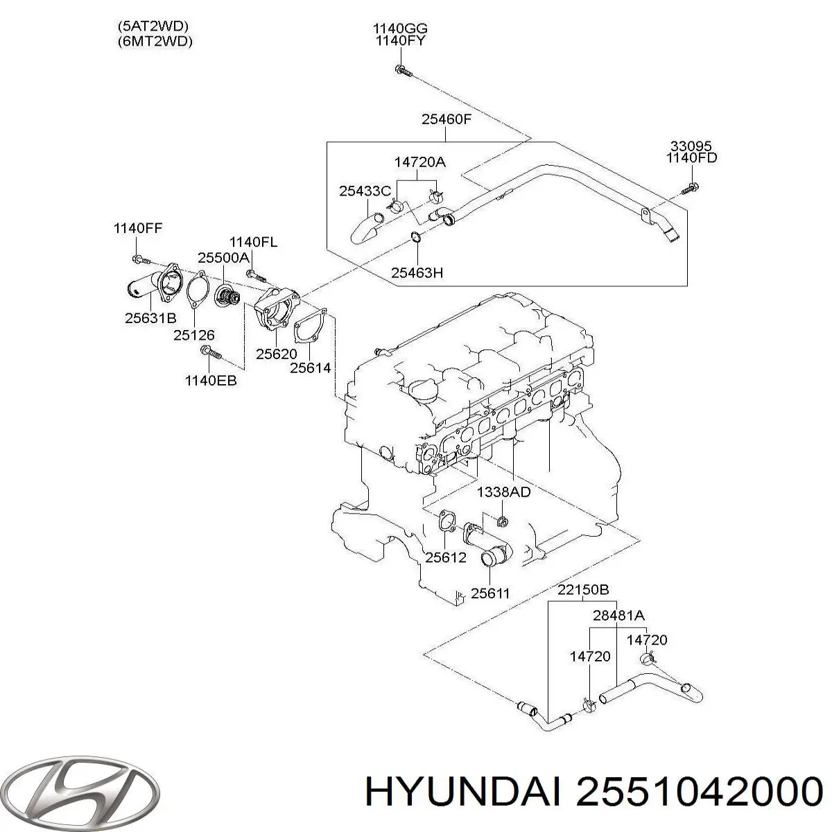 Купити 2551042000 Hyundai/Kia Термостат в корпусі