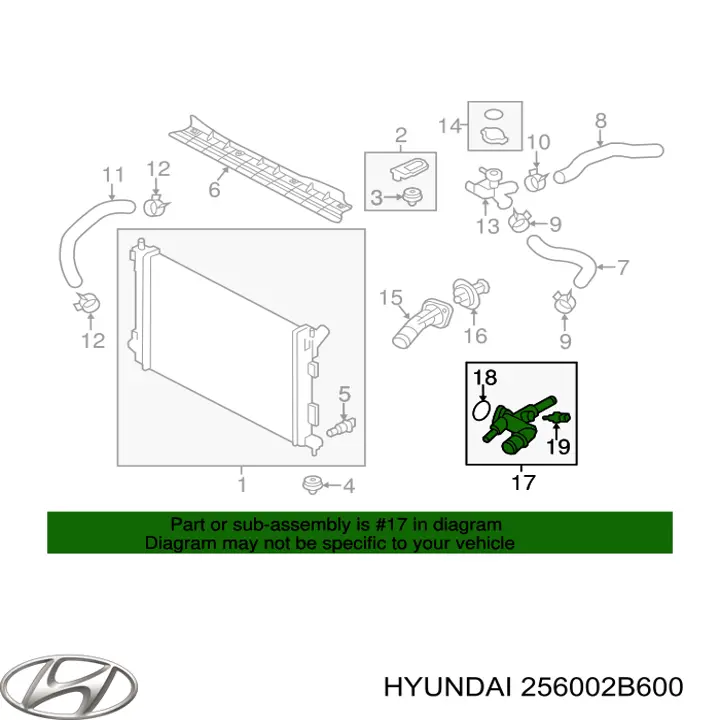 Водяний патрубок Hyundai/Kia 256002B600 ціна, від 15.20 USD