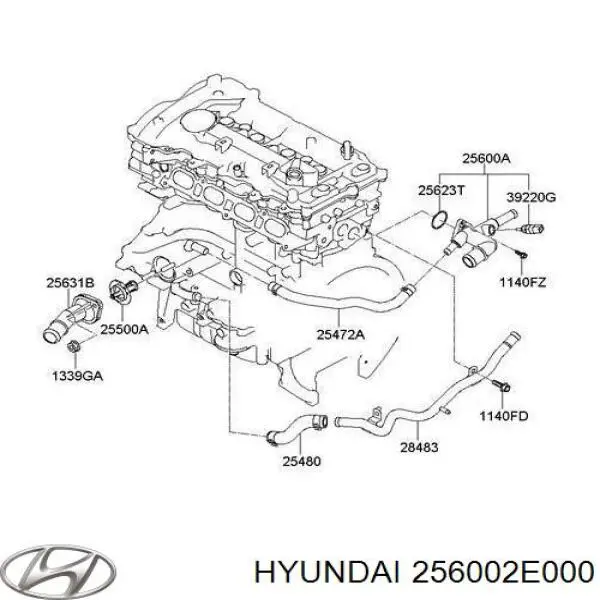 Корпус термостата 256002E000 Hyundai/Kia