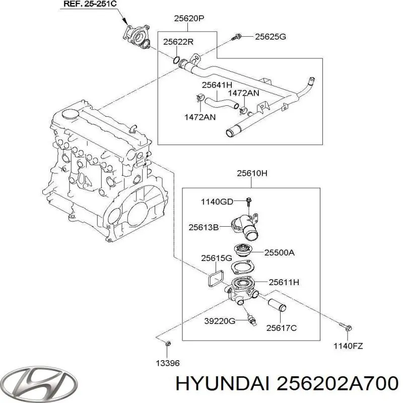 Шланг/патрубок системи охолодження Hyundai/Kia 256202A700 ціна, від 64.38 USD