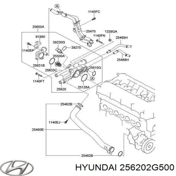 Кожух термостата Hyundai/Kia 256202G500 ціна, від 55.52 USD