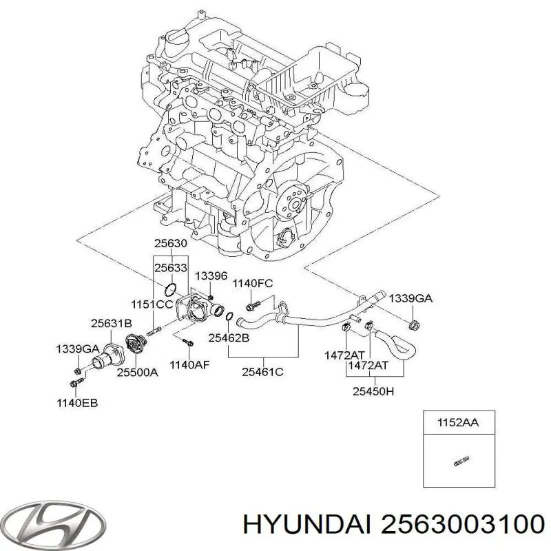 Корпус термостата 2563003100 Hyundai/Kia