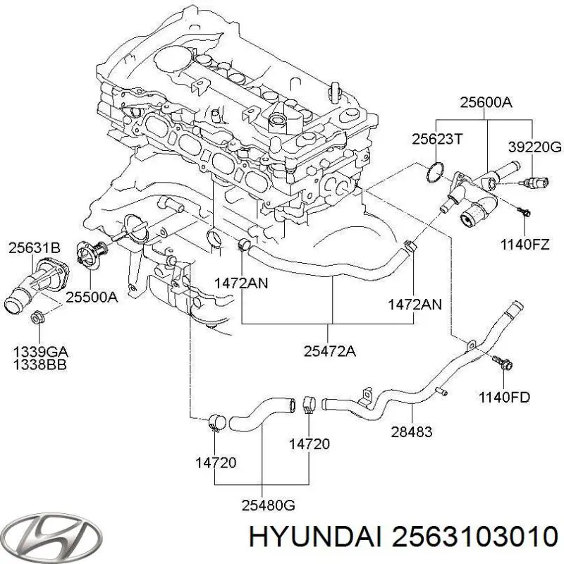 Кришка термостата Hyundai/Kia 2563103010 ціна, від 5.64 USD