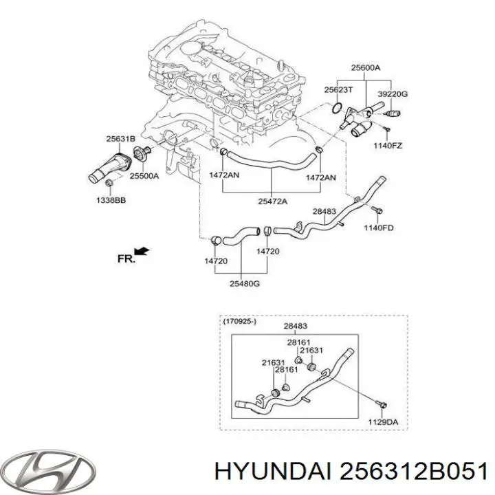 256312B050 Hyundai/Kia кришка термостата