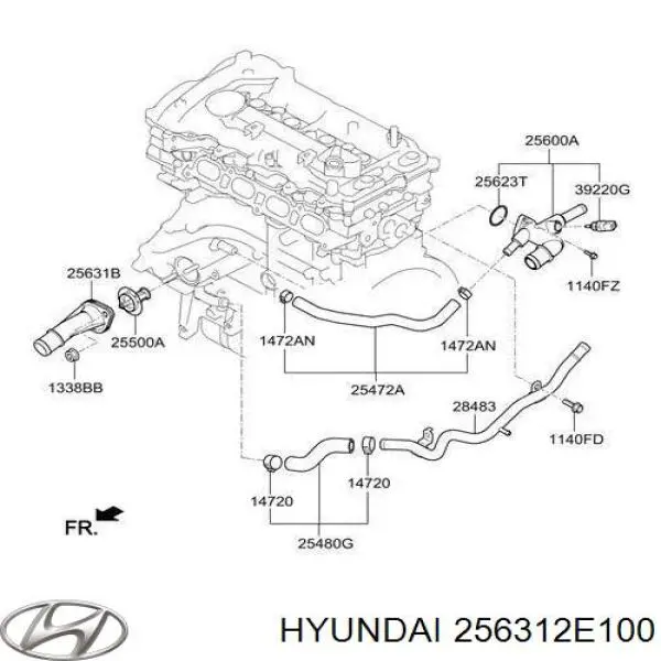 Кришка термостата Hyundai/Kia 256312E100 ціна, від 20.20 USD