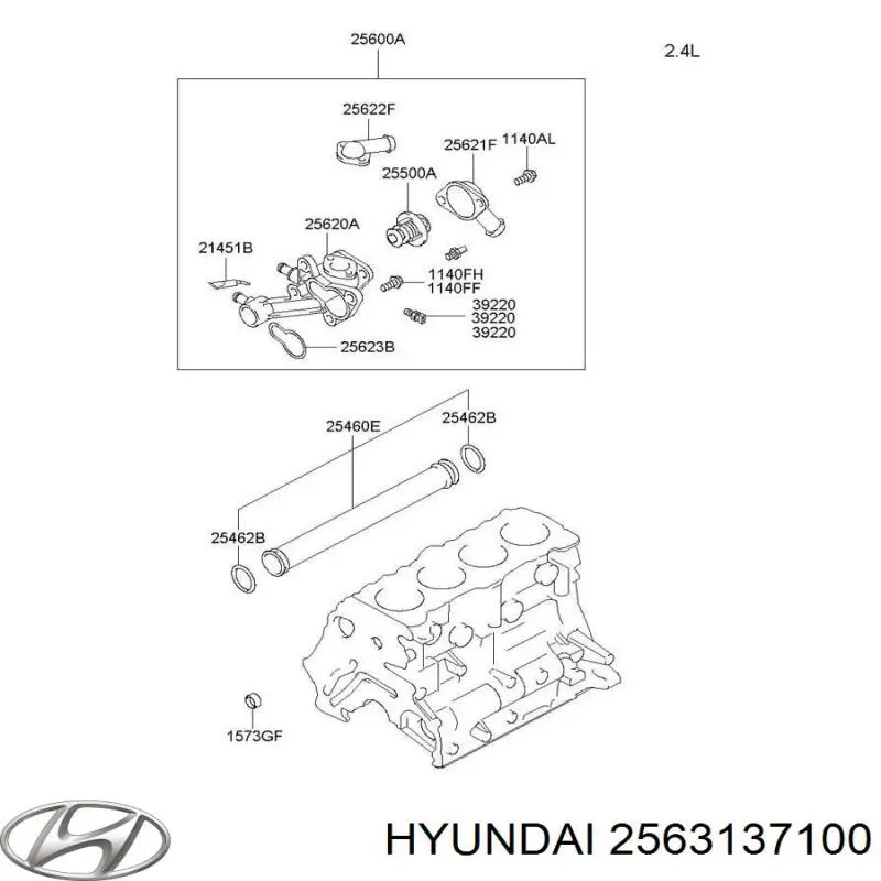 Кришка термостата Hyundai/Kia 2563137100 ціна, від 13.81 USD
