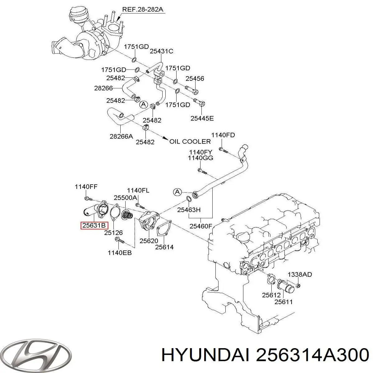 Купити 256314A300 Hyundai/Kia Кришка термостата