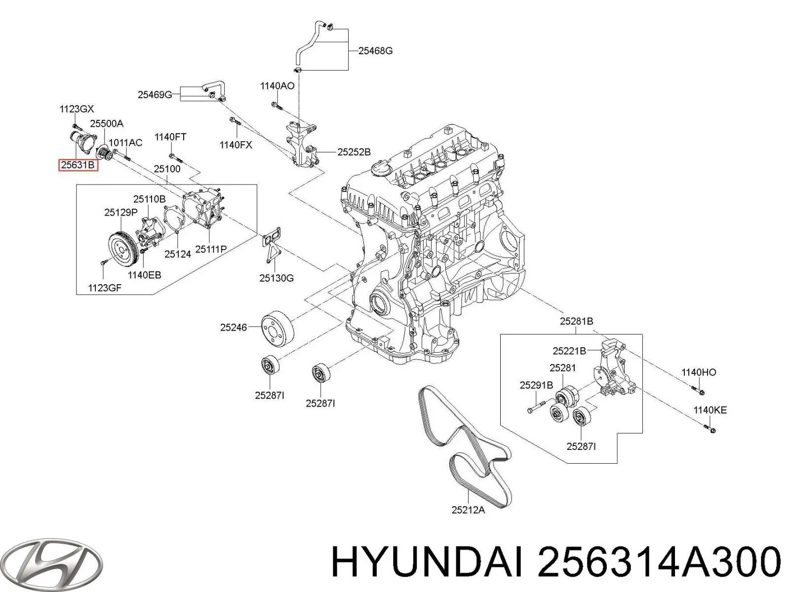Кришка термостата Hyundai/Kia 256314A300 ціна, від 6.66 USD