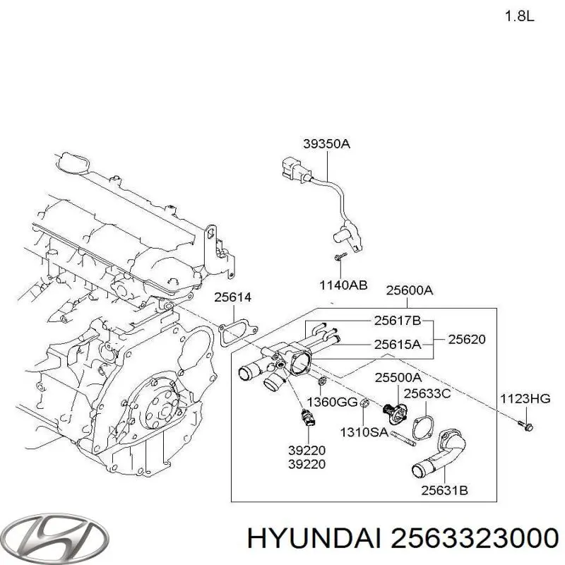 Купити 2563323000 Hyundai/Kia Прокладка термостата