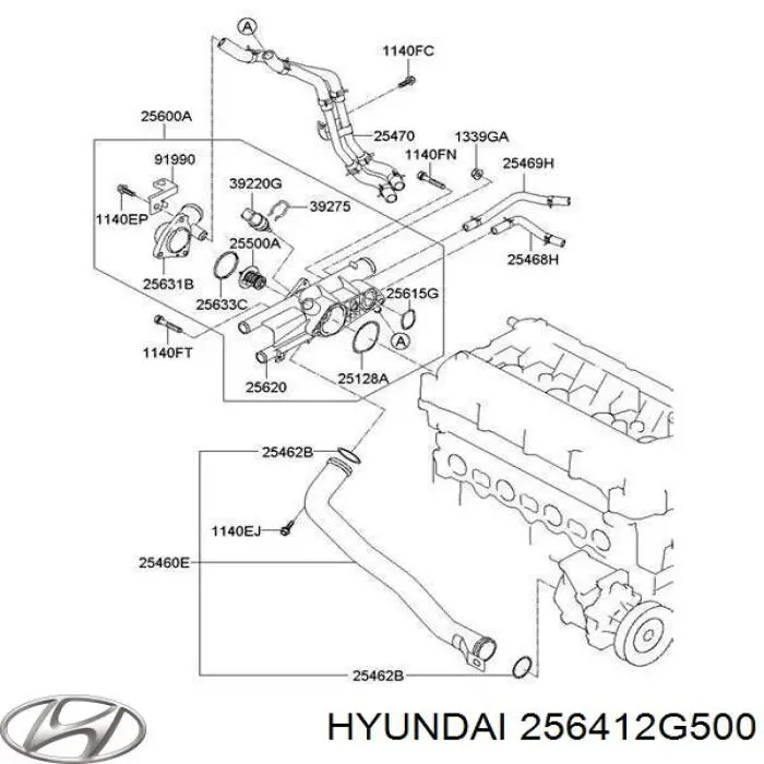 256412G500 Hyundai/Kia прокладка корпусу термостата