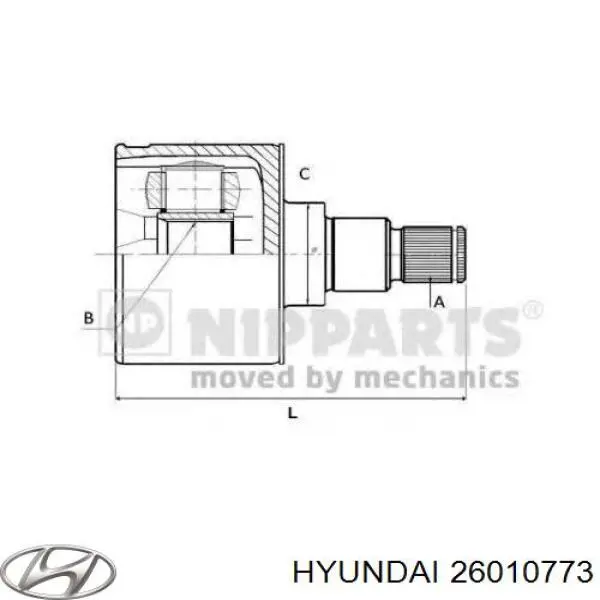 ШРУС внутрішній, передній 26010773 Hyundai/Kia