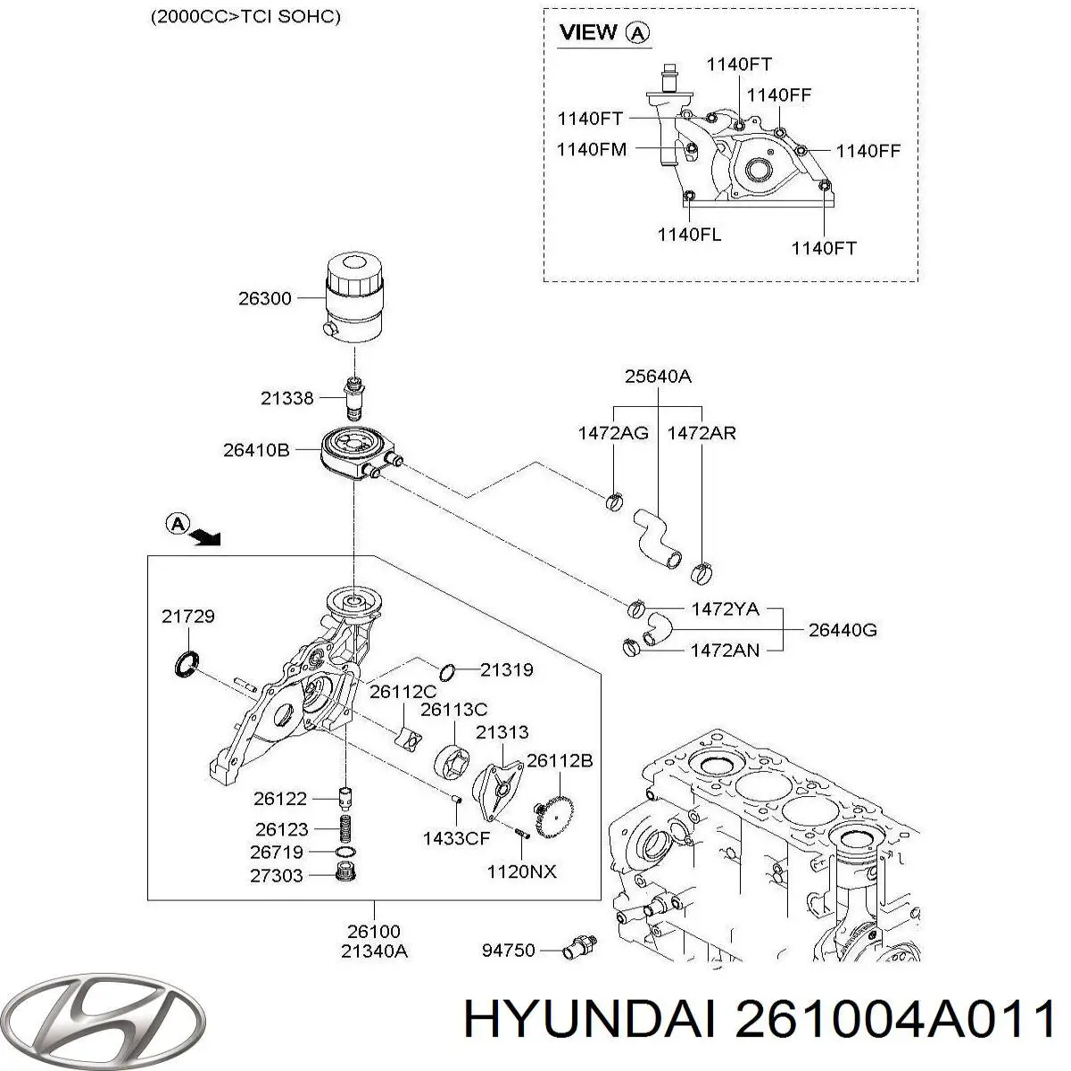 Купити 261004A011 Hyundai/Kia Насос маслозакачуючий