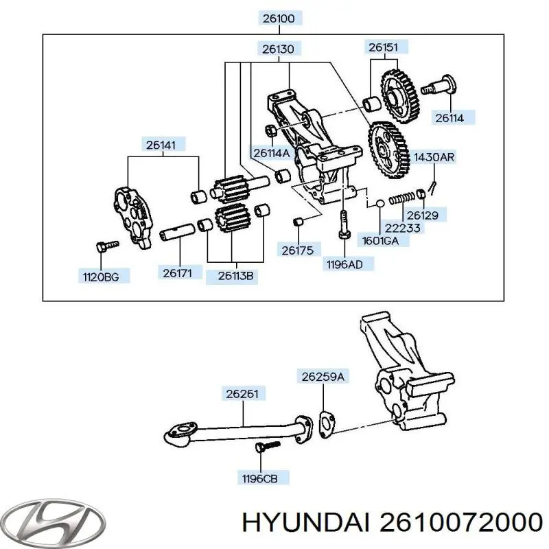 Помпа масляна Hyundai/Kia 2610072000 ціна, від 240.85 USD