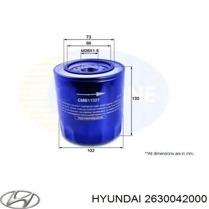 Масляний фільтр 2630042000 Hyundai/Kia