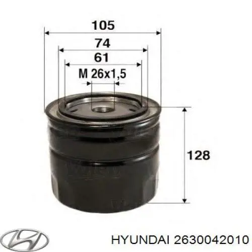 Масляний фільтр 2630042010 Hyundai/Kia