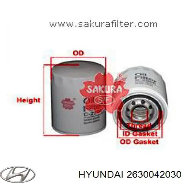 Масляний фільтр двигуна Hyundai/Kia 2630042030 ціна, від 7.05 USD