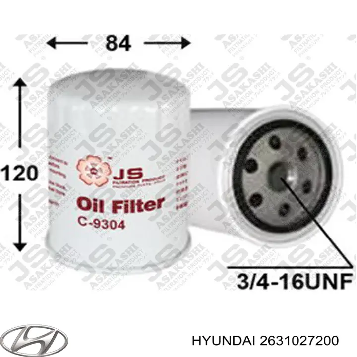 Масляний фільтр 2631027200 Hyundai/Kia