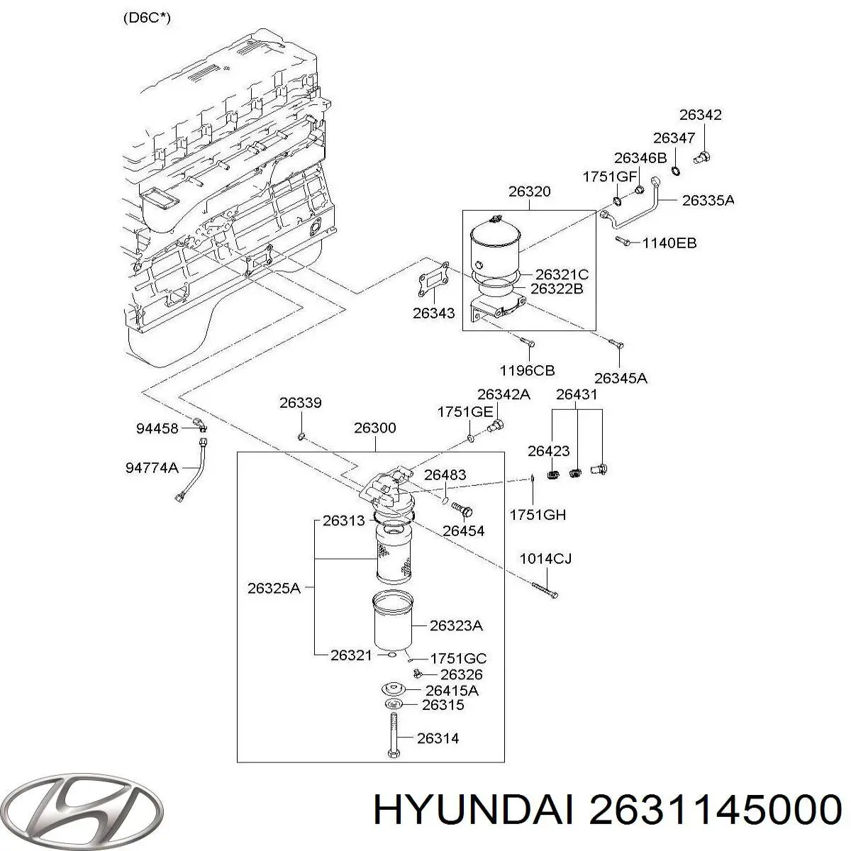 Масляний фільтр 2631145000 Hyundai/Kia