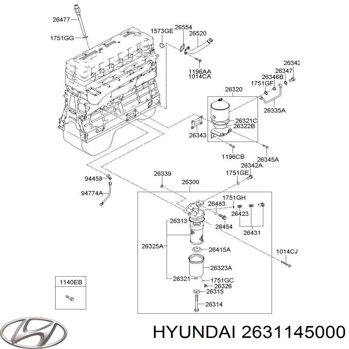 Купити 2631145000 Hyundai/Kia Фільтр очищення масла відцентровий