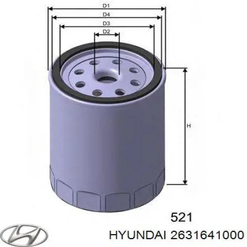 2631641000 Hyundai/Kia Фільтр масла