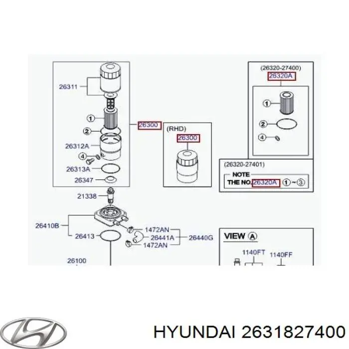 2631827400 Hyundai/Kia прокладка адаптера маслянного фільтра